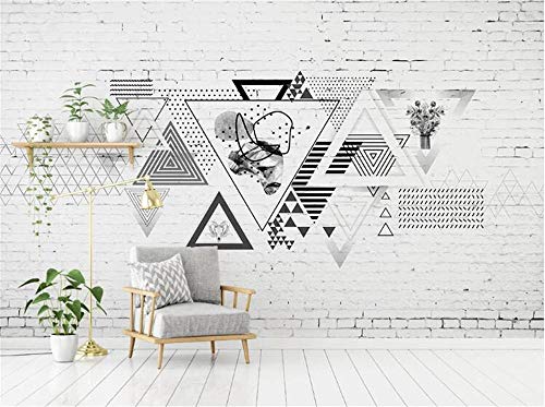 Papier peint mural nordique moderne géométrique salon 3D - 2