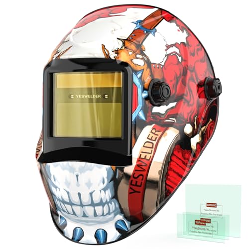 Image of YESWELDER Auto Darkening Welding Helmet, 1 /1 /1 /1 True Color Solar Powered Welding Hood with 2 Arc Sensors, Blue Light Blocking Welder Mask for TIG MIG ARC and Grind