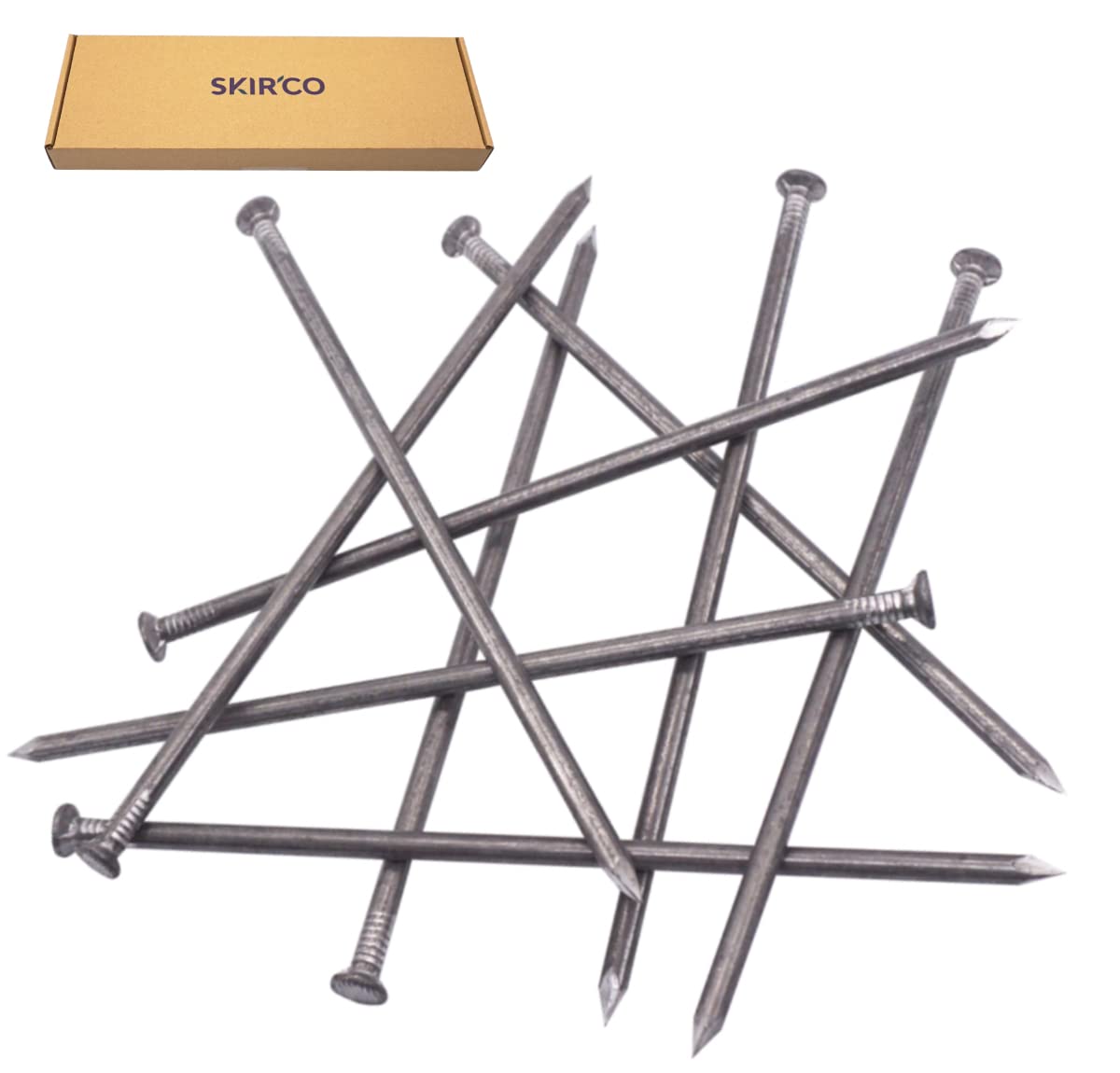 SKIR'CO (40 pcs) Steel 6.0 x 200 mm Construction Nails, Flat Round Head, Multi-Purpose Common Wire Nails for Wood - Image 2