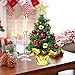 Tabletop Christmas Tree with LED String Lights,22In Pre-Decorated Mini Artificial Christmas Tree for Desktop,Star Treetop and Colored Oranments for Home Indoor Holiday Christmas Decoration-Red