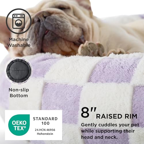 Image of LE SURE Shown on TV Donut Medium Dog Bed - Round Cat Beds for Indoor Cats Calming Bed Present for Pets, Cute Modern Home Decor Beds with Jacquard Shaggy Plush & Anti Slip Bottom, 30 Inch, Purple