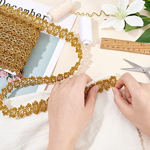 Fingerinspire 20 Yards Metallic Braid Trim Gold Flower Shape Lace Ribbon 1" Embellishment Lace Trim For Christmas Holiday Decoration Wedding Diy Clothes Accessories Jewelry Crafts Sewing #TOP2