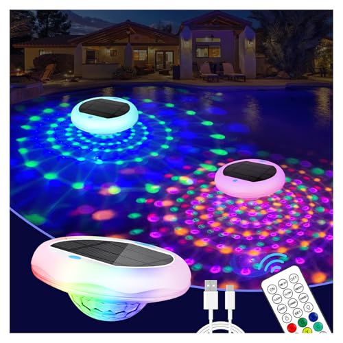 TEPENAR - Luces flotantes solares y recargables 2 en 1: luces de piscina de 6.7 pulgadas que flotan 6 modos dinámicos...