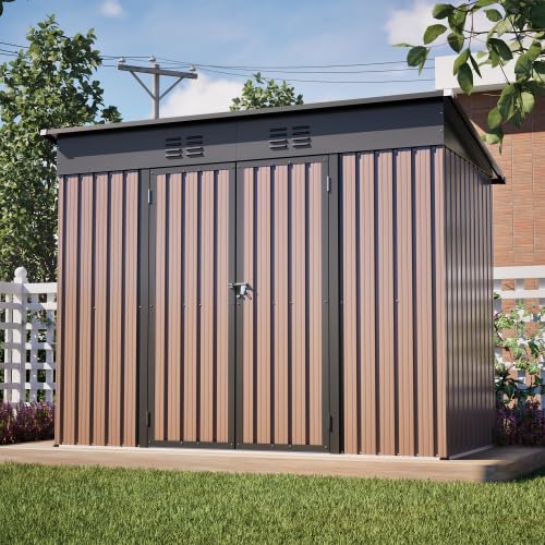 Abri de jardin en métal 8x4 pieds avec cadre de fondation stable, abris de jardin résistants aux intempéries pour jardin et terrasse, spacieux abri de...