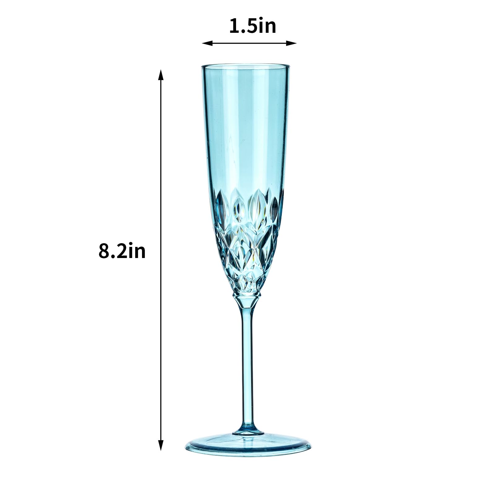 Paquete de 48 copas de champán de plástico, irrompibles, reutilizables, transparentes, de acrílico, irrompibles, elegantes, para fiestas, cócteles, bodas, cumpleaños, bares, color azul