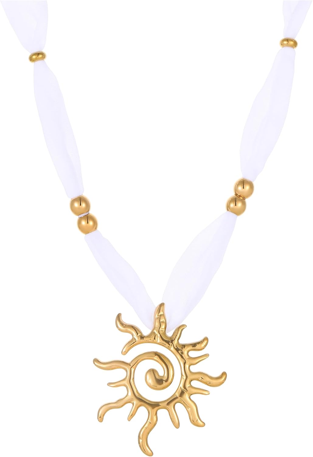 Scarf Necklace for Women, Leopard Print Silk Bandana Necklace with 18K Gold Plated Stainless Steel Charms, Chunky Heart, Flower, Sun, Starfish Pendant Necklaces, Boho Vintage Statement Jewelry, Christmas Gifts - Image 7