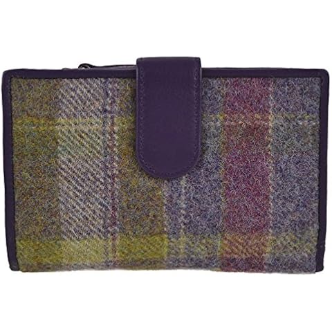 Ladies Medium Tab Leather & Tweed Purse Wallet Cover