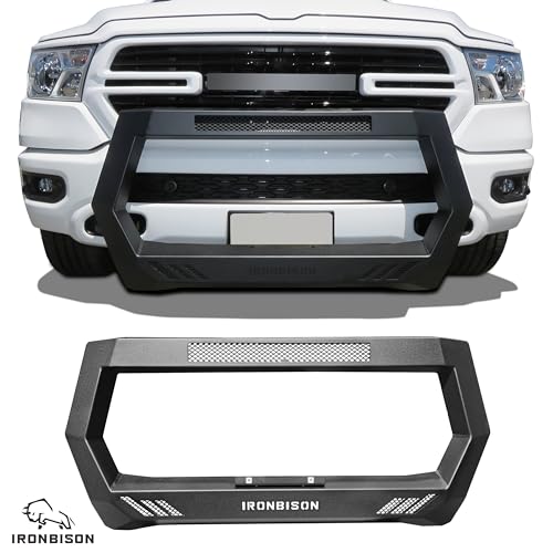 Image of IRONBISON Bull Bar Fit 2019-2024 Dodge Ram 1500 (Exclude Rebel & TRX Trim /2019-2024 Ram 1500 Classic /2020-2022 Ram 1500 Diesel models) Front Bumper Grille Brush Guard Compatible with Front Sensor