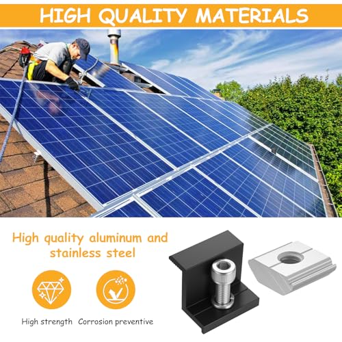 8 Stück Solarmodul Halterung Endklemme 30mm, Solarpanel Halterung Kit, Verstellbar Solar Endklemme Befestigungs, Aluminium Solar Klemmen, Z PV Module Solarmodule Halterungen für Dächer Wohnmobile