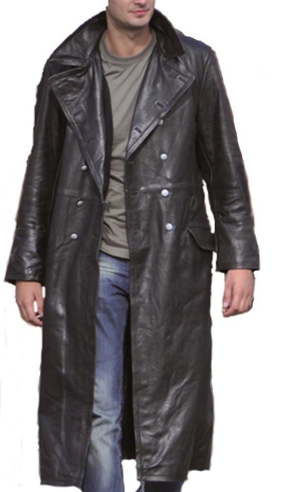 Amazon | Mil-Tec ドイツオフィサー レザー グレートコート, ブラック