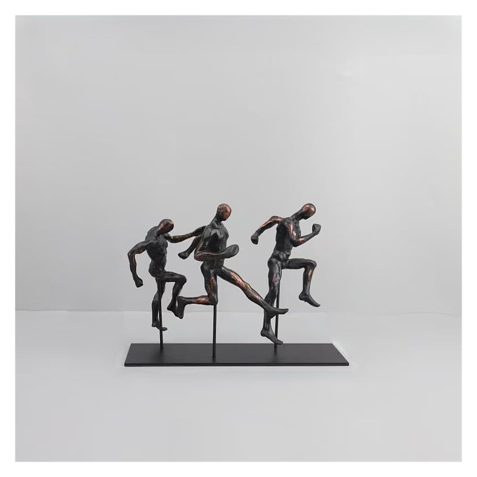 JJJing5 Decor Nordic Retro Running Figure Sculpture Statue Athletic Sprinters Figurine Decor Nightstand Accessories(Bronze Colored Trio)