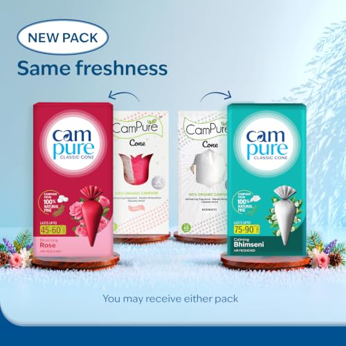 Image of CamPure Camphor Cone (1 Rose + 1 Bhimseni) Pack Of 2-100% Organic | Air Freshener For Car, Wardrobe, Office Cabin's, Drawers, Travel Bag & Bathroom
