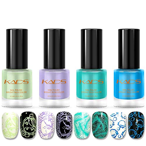KADS 4pcs Nail Polish Sweet Color Nail Polish for Two in One Nail Stamping Art Designs