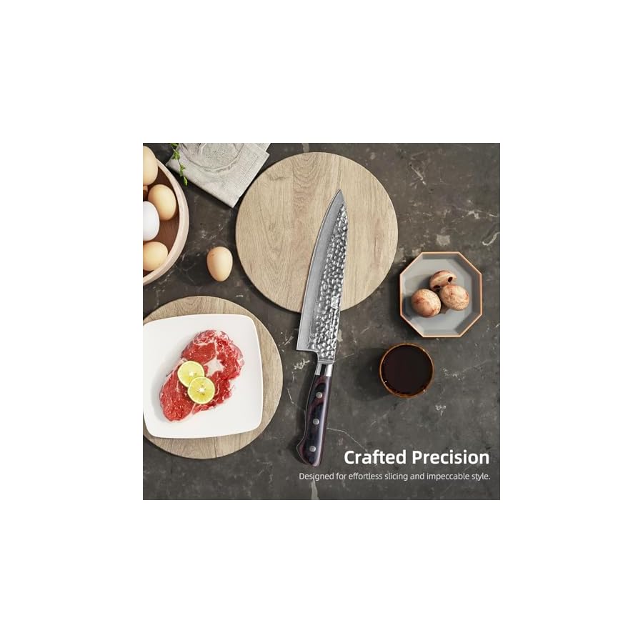 FINDKING-8-Inch-Gyuto-Chef-Knife-Razor-Sharp-Damascus-Steel-Edge-Kitchen-Knife-All-Purpose-Japanese-Cutting-Companion-Professional-Grade-Kitchen-Essential-Raven-Series FINDKING 8 Inch Gyuto Chef Knife, Razor-Sharp Damascus Steel Edge Kitchen Knife, All-Purpose Japanese Cutting Companion, Professional-Grade Kitchen Essential (Raven Series)