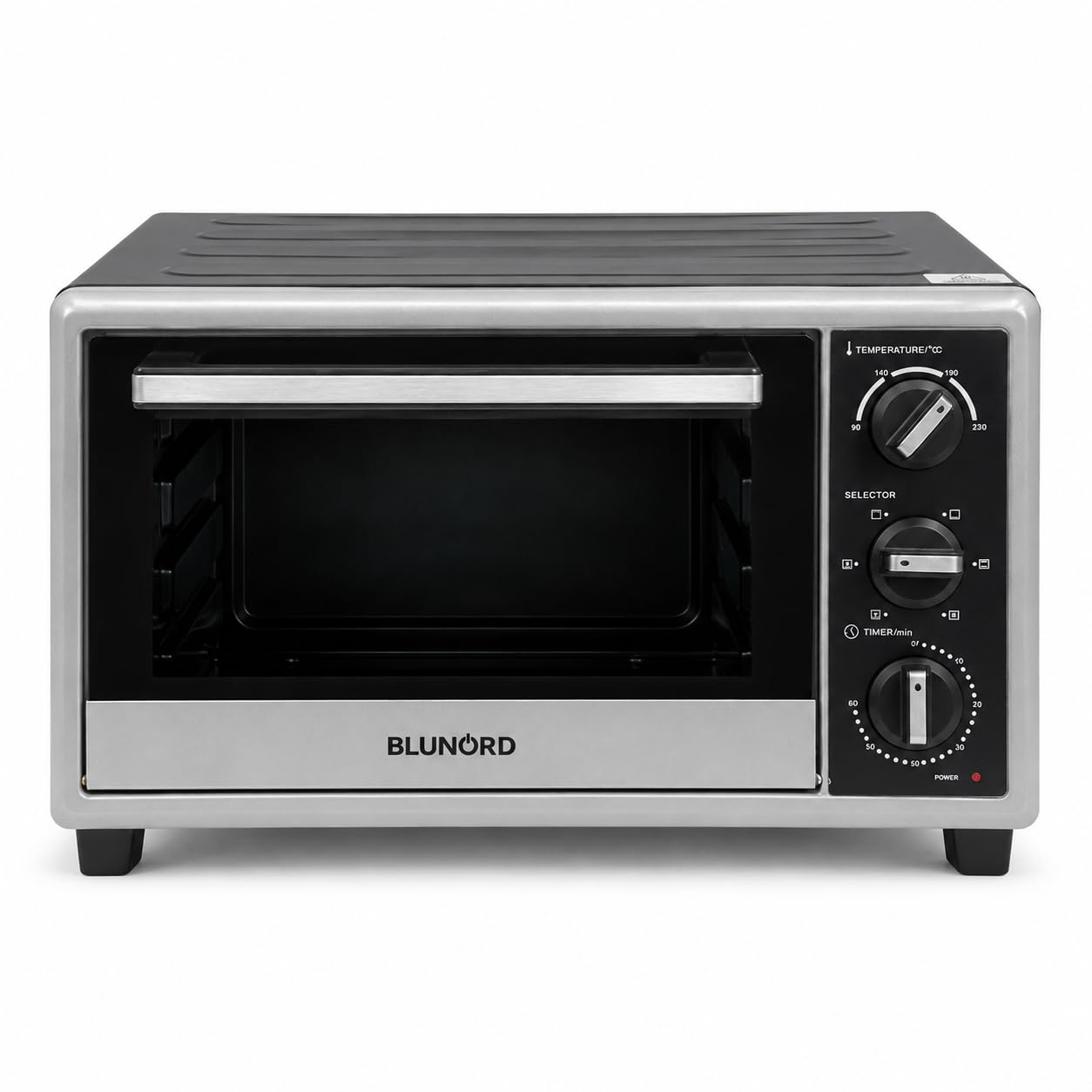 Blunord Bluf23prof Forno Elettrico Professionale 23L 1380W Ventilato Grill Timer Termostato Regolabile Easy Clean Nero Lucido