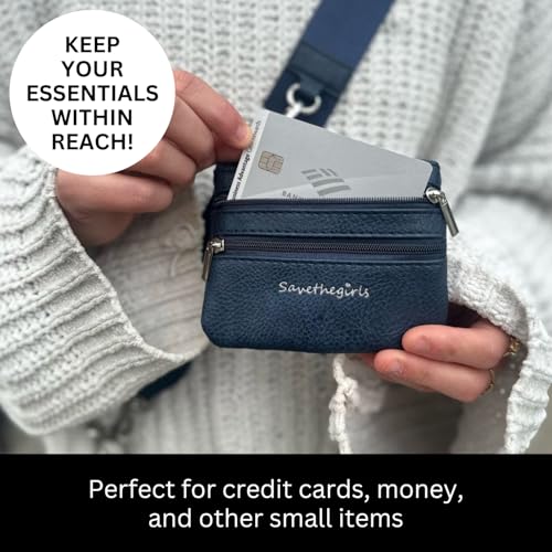Image of Save the Girls Original Clip and Go Phone Strap (Leopard - Black Pouch) - Crossbody Phone Strap Chain with Zipper Wallet Pouch - Phone Lanyard with Zippered Pouch