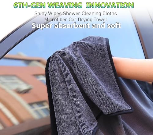 Shiny Bath Wipes Cleaning Cloths,5pcs Shiny Bath Drying Towels,Shower Doors Drying Towels,12*10” Streak Free Glass Window Car Mirror Super Absorben Microfiber Cleaning Cloths Cleaner(5pcs grey12*10”)