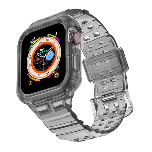 CRIS-BAND Bumper Bands Compatible with Apple Watch Band 45mm 44mm 42mm 41mm 40mm 38mm for Women Men, Water Shock-Proof Strap for iWatch Apple Watch Band with Case for Series 9 8 7 6 SE 5 4 3 2 1