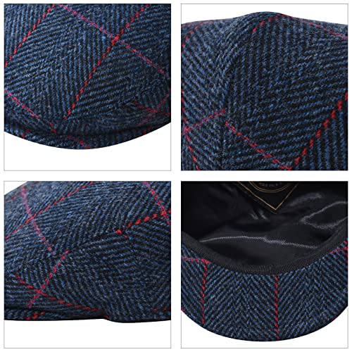 Image of FEINION Men's Wool Tweed Newsboy Ivy Cap Gatsby Golf Flat Hat