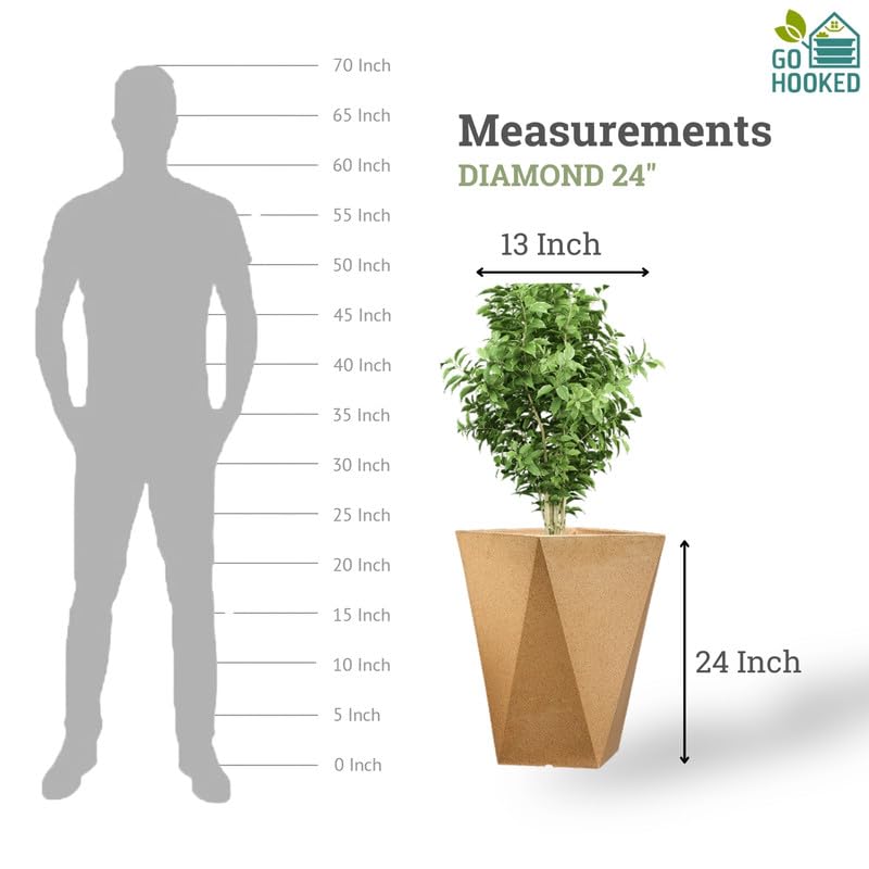 Image of Amazon Brand - Umi Diamond 18 Inch Pots for Planter & Flowers Big Size Gamla - Lightweight, Durable Outdoor & Indoor Planters, Perfect for Balcony & Terrace Gardens (Brown)