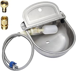 APlayfulBee Stainless Steel Automatic Waterer Bowl Farm Livestock Pet Auto-Watering for Dog Cattle Horse Float Valve Sheep...