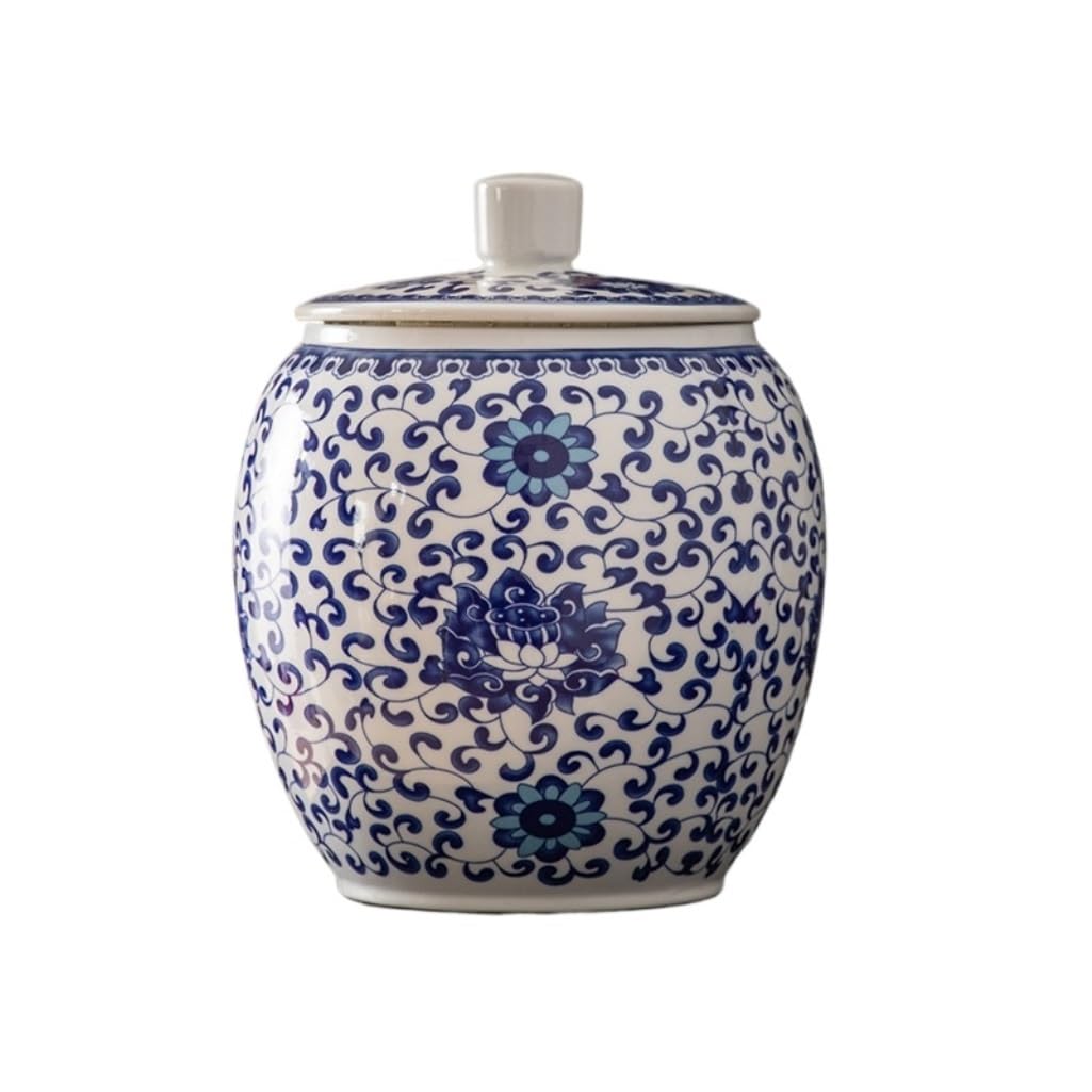 LYGSWDB Słoik na cukier Retro Pałac Niebiesko-biały porcelanowy słoik ogólny Biała porcelana do przechowywania Luźny słoik do przechowywania herbaty Ceramiczny słoik kuchenny Pojemnik na herbatę