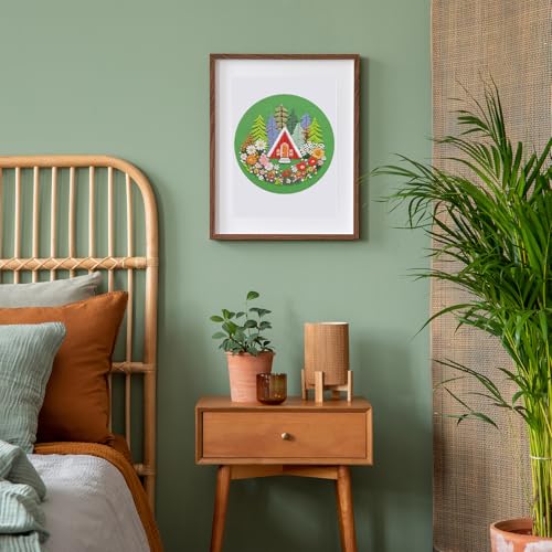 Image of Louise Maelys Garden House Embroidery Kit for Beginners Forest DIY | Bring Nature Home with Cross Stitch Kits. Complete Needlepoint Kit for Adults to Enjoy Relaxing Crafts, Gifts and Decor