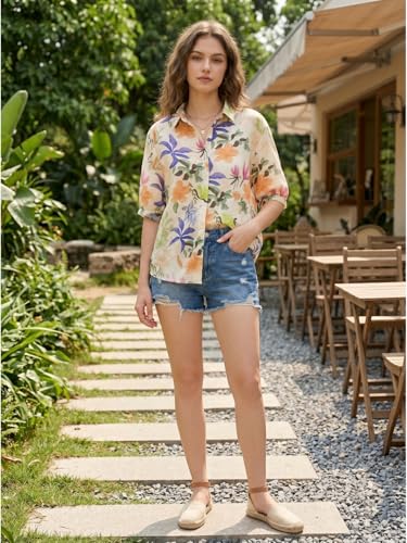Image of URBAN OX Women's Casual Shirt - Stylish Printed Long Top for Women & Girls | Elegant Shirt for Women | Breathable Summer Tops for Women