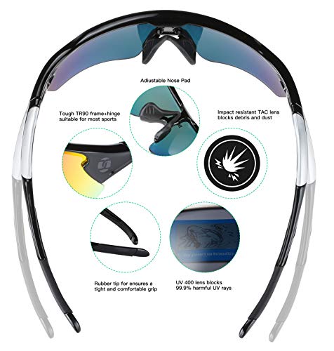 Duco Lunettes de Cyclisme 0021-100% Anti UVA UVB - avec 5 Verres interchangeables - Image 4
