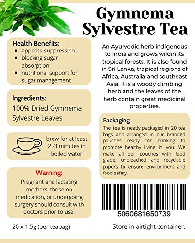 Gymnema Sylvestre Tea | Té Diabético | Té de hierbas de desintoxicación | 100 bolsitas de té - Imagen 3
