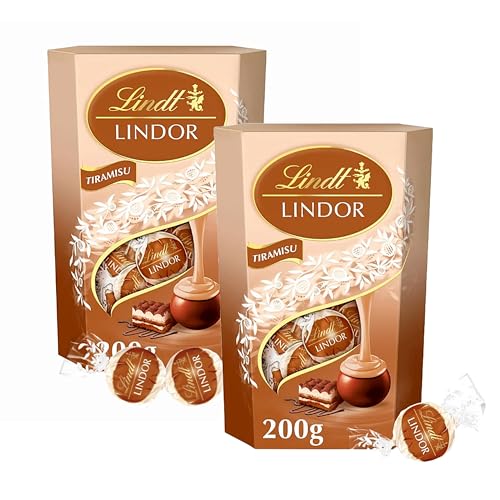 Tiramisu Lindt Chocolates Truffles for Birthday Gifts - Pack of 2 x 200g Milk Smooth Tiramisu Filling Chocolate Balls & Topline Card. Chocolate Gifts for Stocking Fillers Christmas Gifts for Women