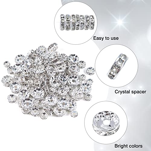 Toaob The One And Only Baby CLB0130 Toaob 200Pcs Rondelle Spacer Beads 6Mm 8Mm 10Mm Round Crystal Czech Loose Spacer Beads Silver Rhinestone Charms Beads thumb #4