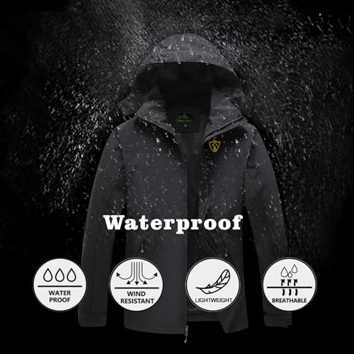 GIISAM Rain Jacket for Men, Mens Waterproof Raincoat Lightweight Rain Jackets Outdoor Rain Coat Windbreaker with Hood - Image 4