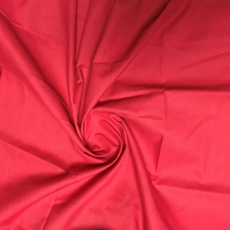 EU Fabrics 100% Cotton Casement Fabric | Fire Retardant Material for Sewing | Ideal for Ceilings, and Exhibitions | Lightweight and Soft Cotton Fabric by Metre (Red, 1 Metre x 122cm)