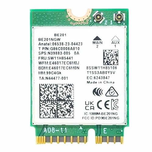 Image of WiFi 7 Adapter for Intel BE201 | Tri-Band Wireless | Up to 5.8Gbps | M.2 CNVio3 for PCs | Bluetooth 5.4 Support | for Intel 13th Gen and Newer CPUs, Windows 10 /11, Linux | BE201NGW