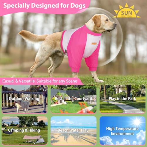 Image of Dog Recovery Suit, Recovery Sleeve for Dogs, Dog Elbow Braces Protector for Leg Injuries & Joint Pain, Dog Cone Alternative to Stop Licking Leg Wounds, Bright Pink (XL), X-Large
