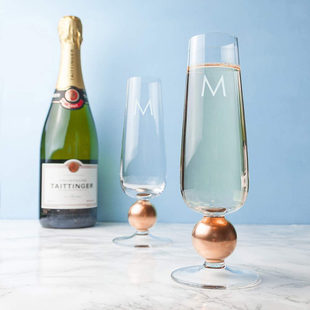 Copas de champán personalizadas LSA en oro rosado para brindar en pareja