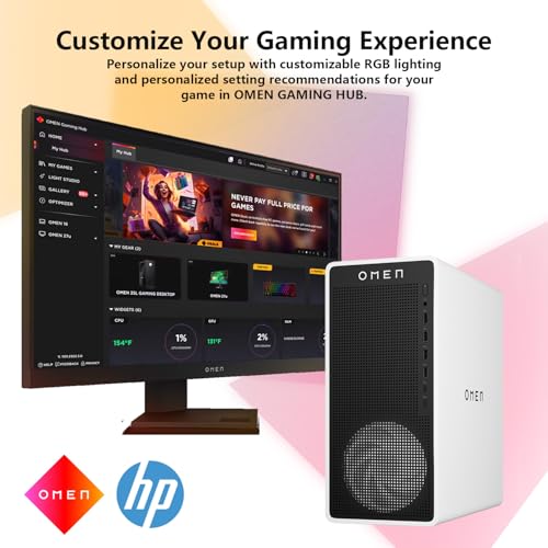 HP Omen 16L 5060 Gaming Desktop PC, Intel Ultra 7 265F (Beats Intel i7-14700F), Geforce RTX 5060, 32GB DDR5 RAM, 1TB SSD, OMEN Hub, Support 3-Monitor 4K, HDMI, Windows 11 Home, Keyboard Bundle, White - Image 6