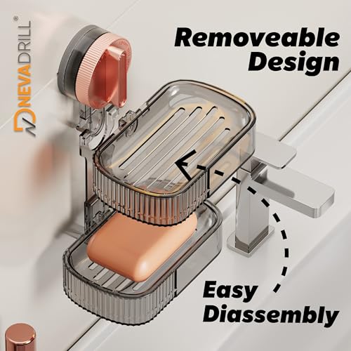 Image of Vacuum Sucker Soap Box - Punch-Free Wall Mounted Soap Holder for Bathroom & Kitchen, No-Drill Suction Cup Design [ND-1002RG]