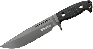 Wartech S-3024 Milspec Tactical 12" Overall 440 Titanium Blade with Black ABS Handle, Nylon Sheath and Sharpening Stone - Wartech
