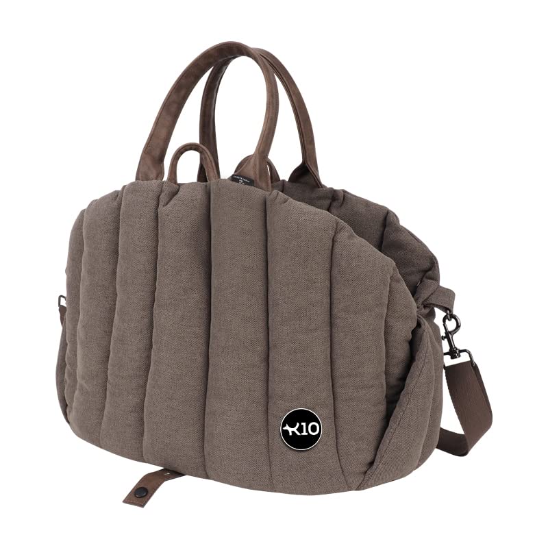 K10 Car-Go Tote - Dual Purpose Pet Tote and Dog Car Seat - Carry Your Dog or cat Safely with Harness Attachment - Attach The Bag to a Car Seat to use as a Pet Carrier (Chocolate Taupe)