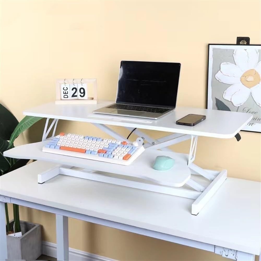 Convertitore per scrivania regolabile in altezza con vassoio per tastiera, supporto regolabile in altezza per laptop e monitor singolo, postazione di lavoro per ufficio domestico (37.4*15.7in)