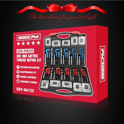 image for SEDY Helicoil Thread Repair Tool Kit: 320-Piece Metric SAE Heli Coil R