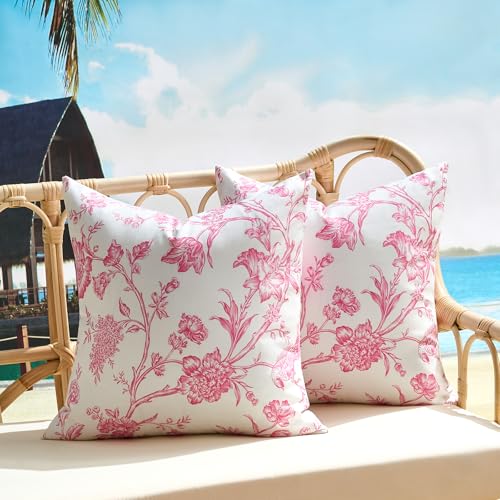 KWLET Pink Patio Pillows Outdoor Waterproof Throw...