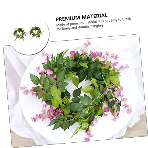 Yardwe 2Pcs Artificial Wisteria Flower Greenery Garland Vintage Decor Wedding Garland With Flowers Artificial Flower Wreath Greenery Hanging Wreath Fake Rose Vine Garland Party Rattan Ivy #TOP3