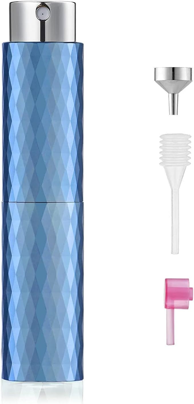 8 ml aluminium parfumverstuiver, navulbaar, leeg, reisparfumverstuiver voor dames en heren, reisverstuiver, fles voor onderweg (blauw)