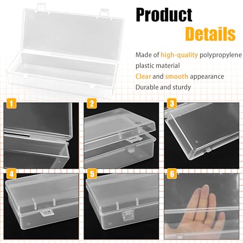 Image of 10 Pcak 6'' Plastic Storage Boxes, Small Storage Containers with Hinged Lids, Rectangle Clear Boxes for Beads, Jewelry, Game Pieces, Pens and Crafts Items(6.2'' x 2.5'' x 1.2'')
