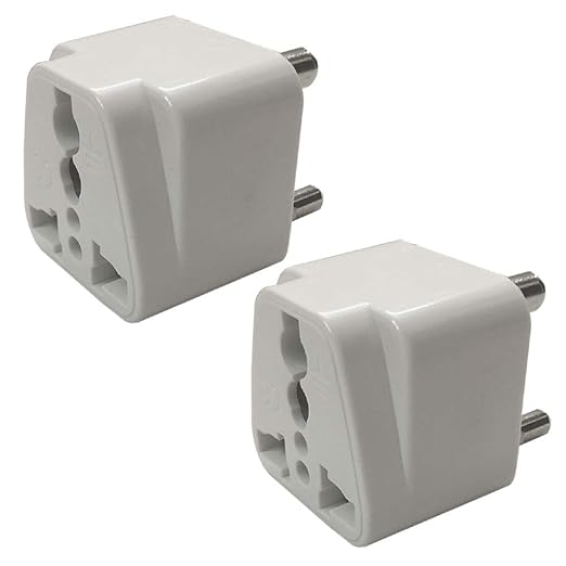 Hi-PLASST 3 Pin Traveller Conversion Plug, Power Adaptor Universal Socket,White(Pack of 2)