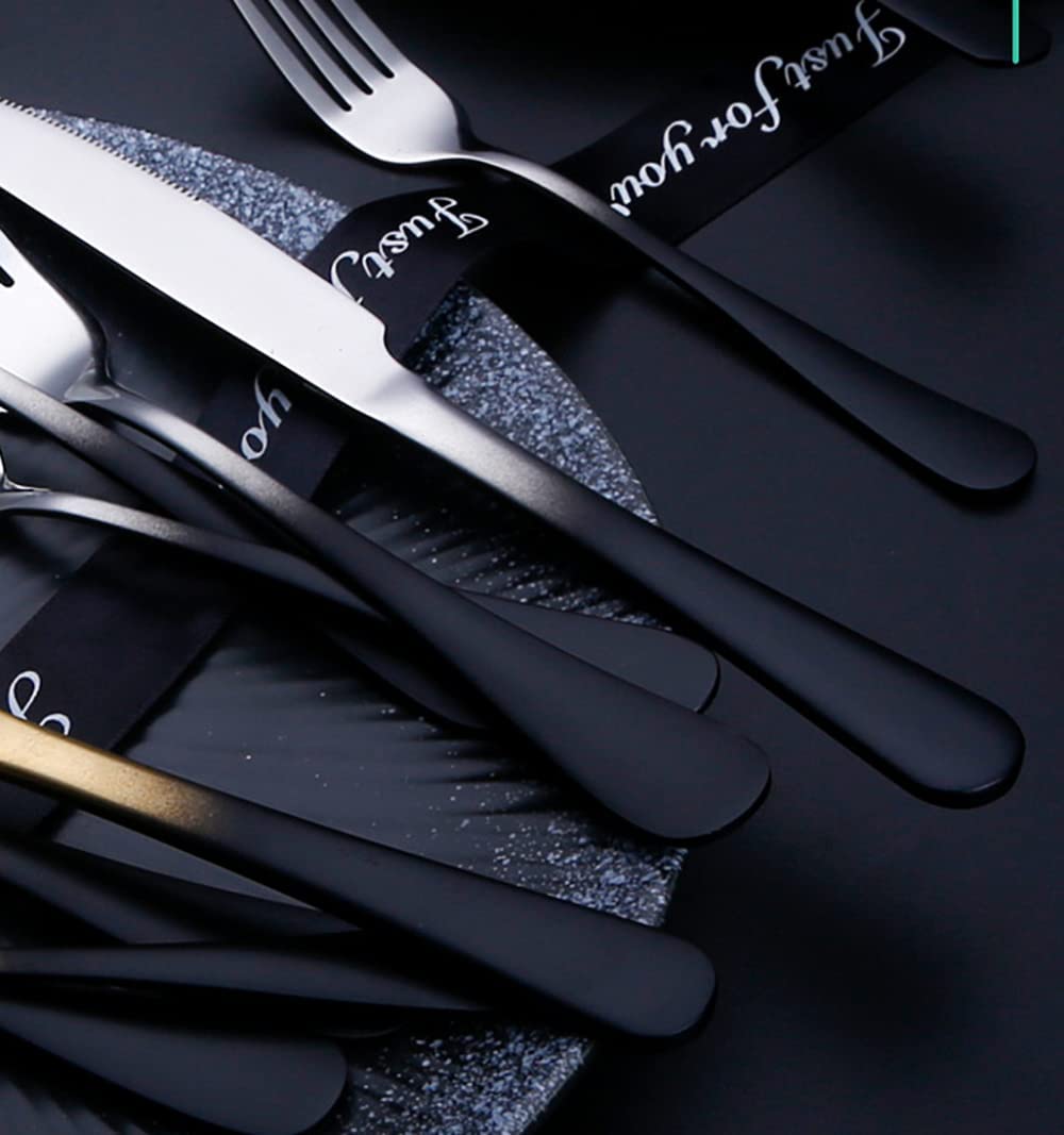 Schwarzer Silber Besteckset mit Farbverlauf Besteck-Sets 50 Stück Edelstahl Service für 10 Langlebige Haus Küche Restaurant Hochzeit Besteck Utensilien Zarte Messer Gabeln und Löffel Geschirr-Set