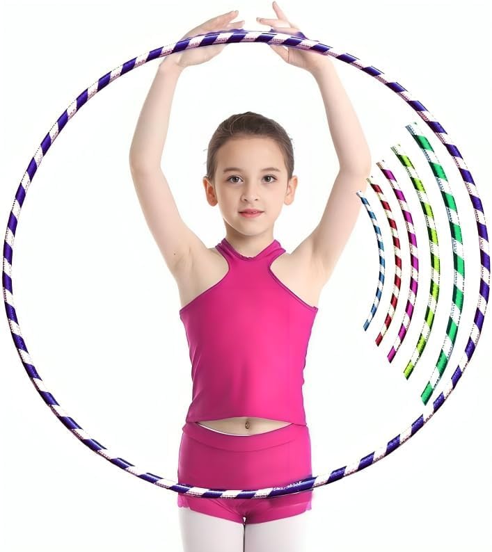 RAYMSTER Hula Hoops for Adults & Kids - PVC Tube Glitter Hula Hoop for Weight Loss, Dancing, Workout, & Gymnastics - Gym Exercise and Fitness Equipment - Stripy Multi Colored